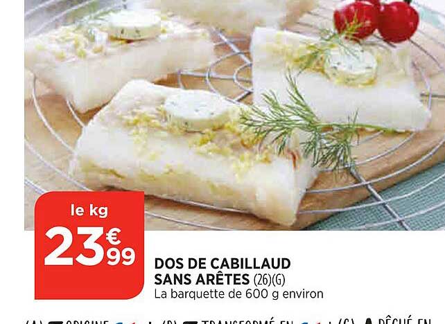 dos de cabillaud sans arêtes