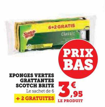 éponges vertes grattantes scotch brite