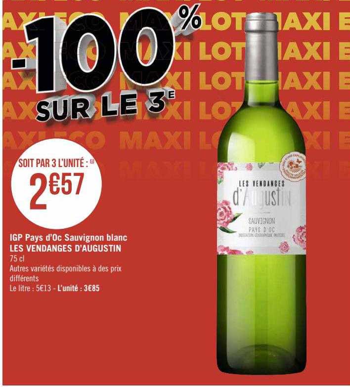 igp pays d'oc sauvignon blanc les vendanges d'augustin