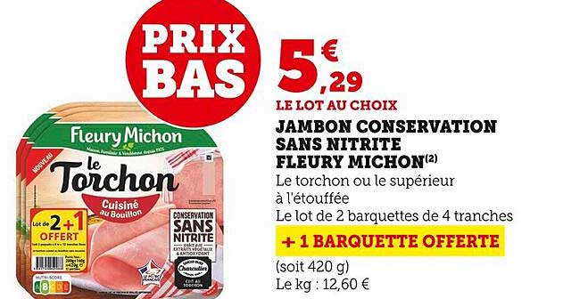 jambon conservation sans nitrite fleury michon
