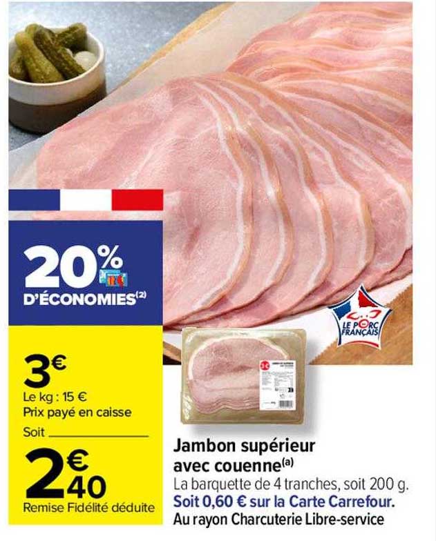 Jambon Supérieur Avec Couenne