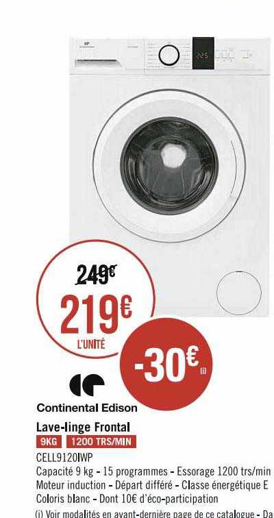 lave-linge frontal continental edison