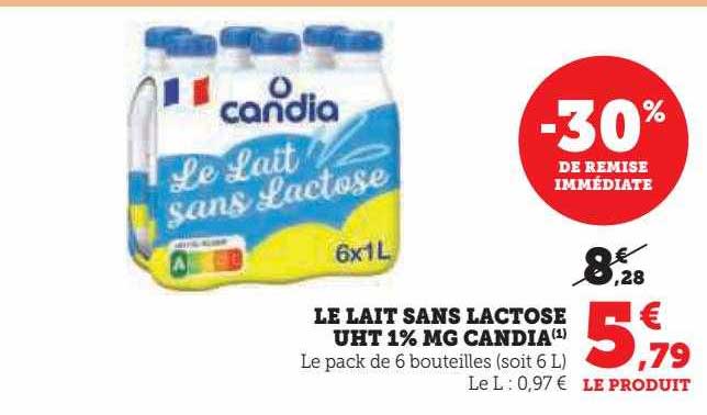 le lait sans lactose uht 1% mg candia