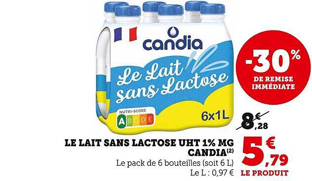 le lait sans lactose uht 1% mg candia