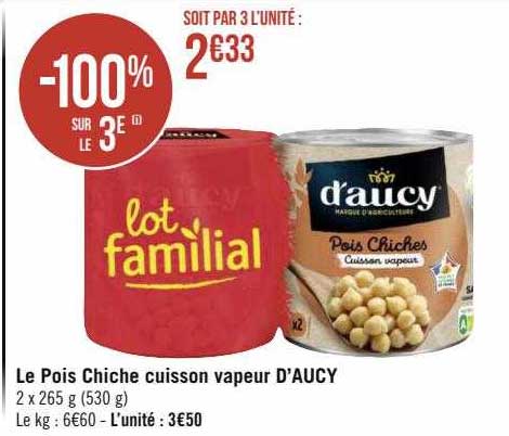 le pois chiche cuisson vapeur d'aucy