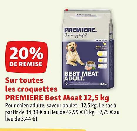 les croquettes première best meat 12,5 kg
