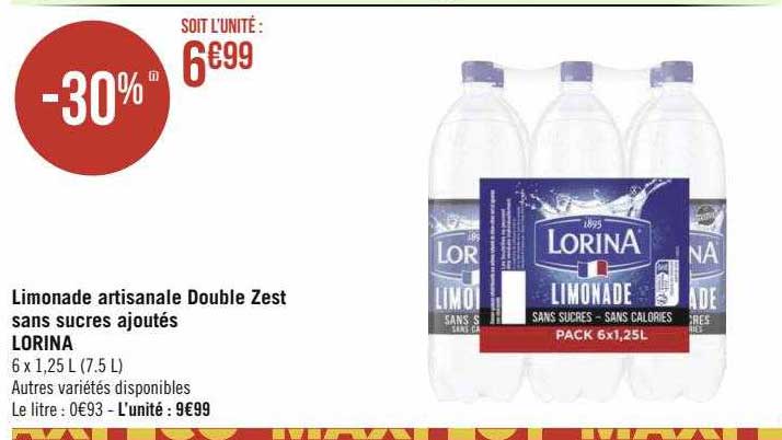 limonade artisanale double zest sans sucres ajoutés lorina