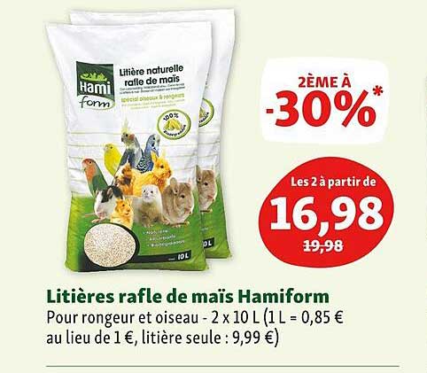 litières rafle de maïs hamiform
