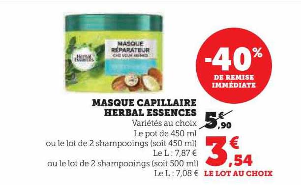 masque capillaire herbal essences