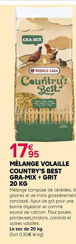 Mélange Volaille Country's Best Gra-mix + Grit  20 Kg