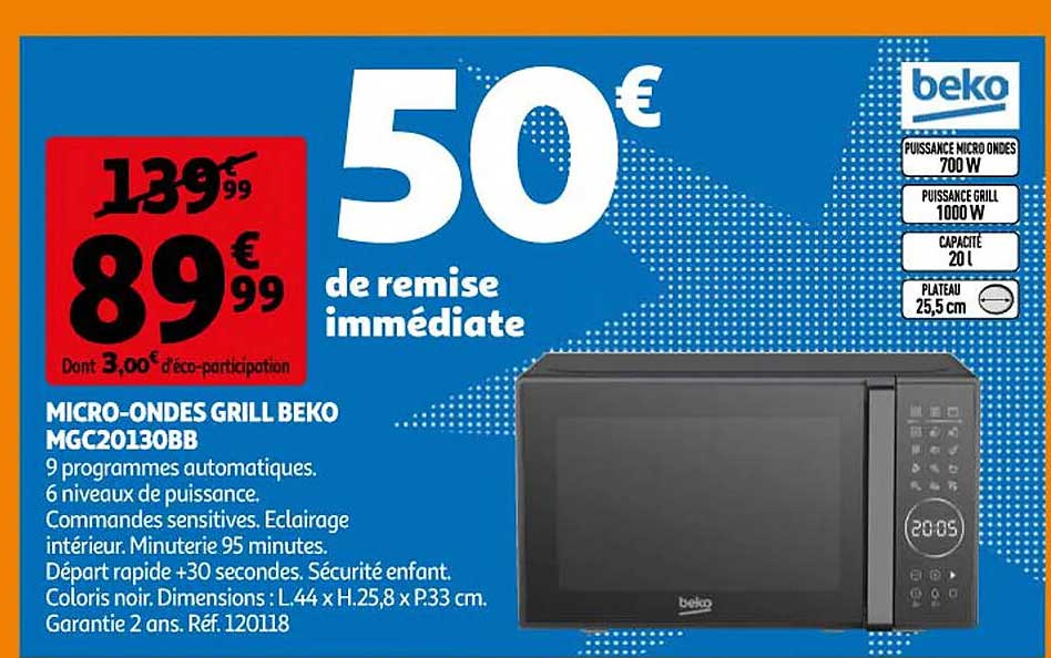 micro-ondes grill beko mgc20130bb