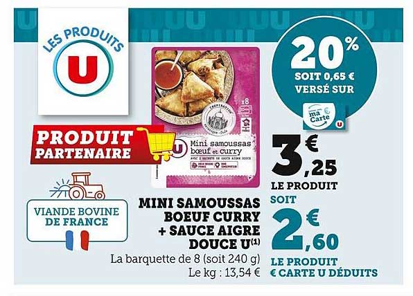 mini samoussas bœuf curry + sauce aigre douce u