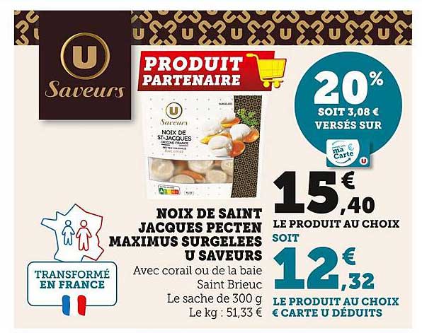 noix de saint jacques pecten maximus surgelées u saveurs