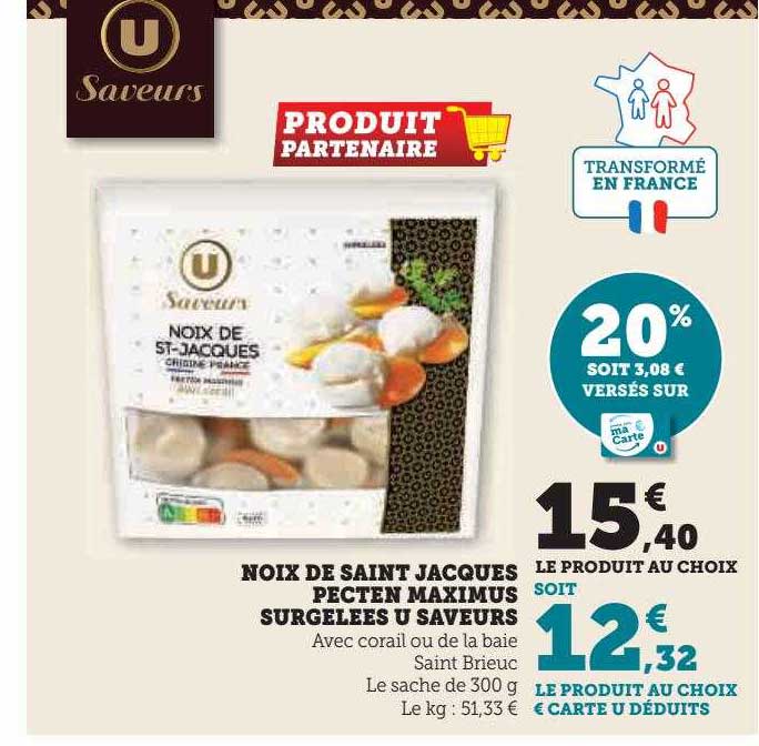 noix de saint jacques pecten maximus surgelées u saveurs