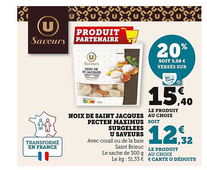 noix de saint jacques pecten maximus surgelées u saveurs