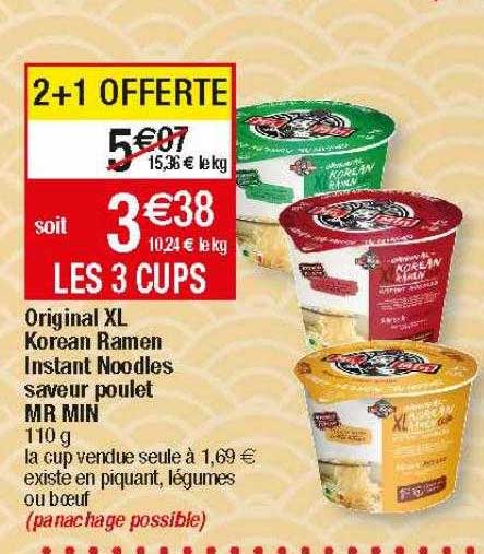 original xl koréan ramen instant noodles saveur poulet mr min