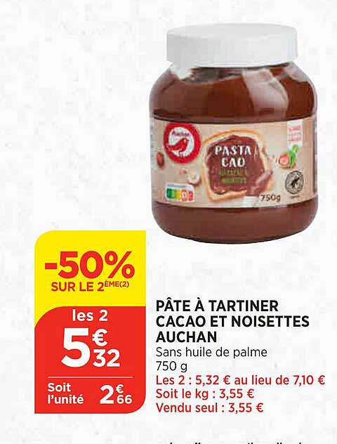 Pâte à Tartiner Cacao Et Noisettes Auchan