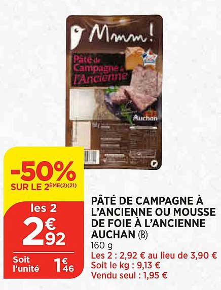 Pâté De Campagne à L'ancienne Ou Mousse De Foie à L'ancienne Auchan