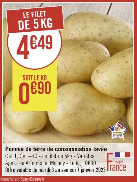 Pomme De Terre De Consommation Lavée