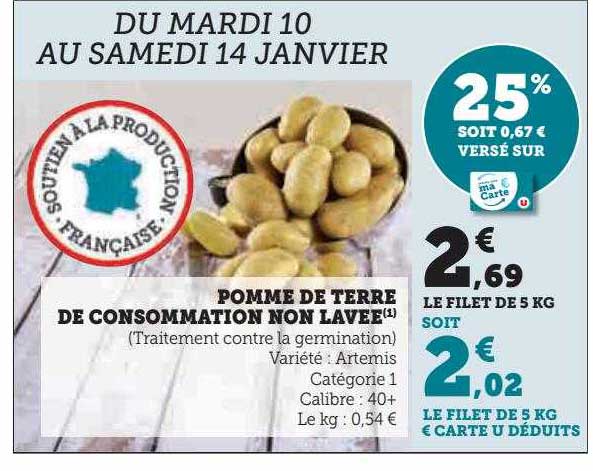 pomme de terre de consommation non lavée