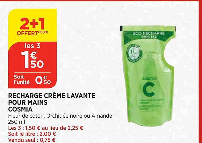 recharge crème lavante pour mains cosmia
