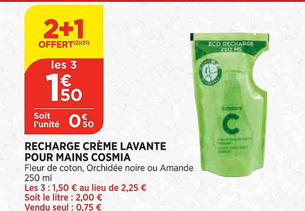recharge crème lavante pour mains cosmia