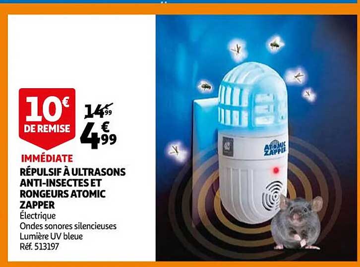 répulsif à ultrasons anti-insectes et rongeurs atomic zapper