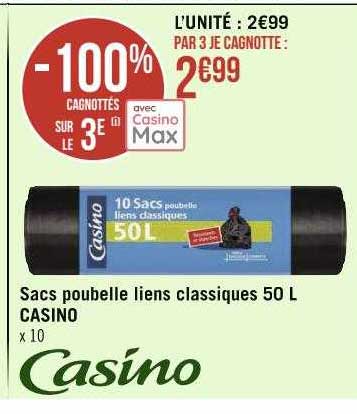 Sacs Poubelle Liens Classiques 50l Casino