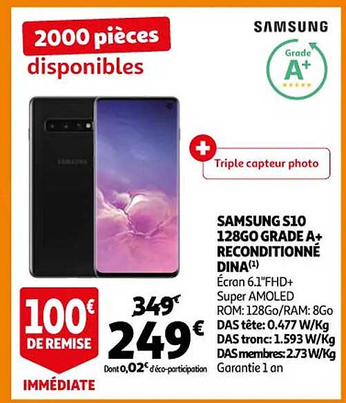 samsung s10 128go grade a+ reconditionné dina