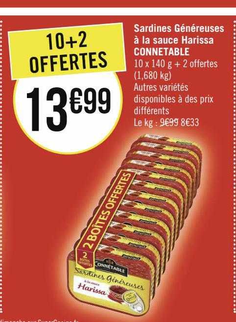 Sardines Généreuses à La Sauce Harissa Connétable