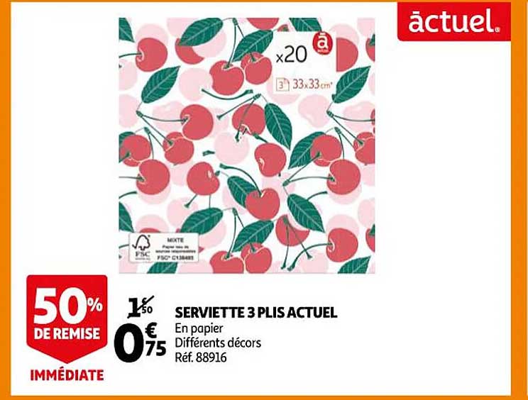 serviette 3 plis actuel