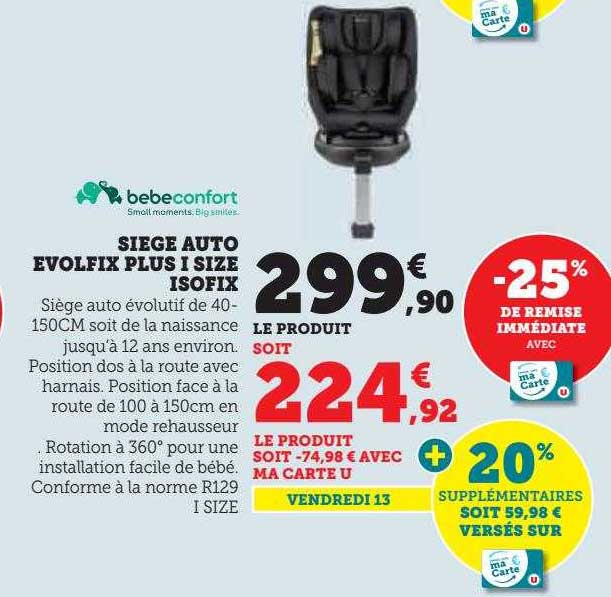 siège auto évolfix plus i size isofix