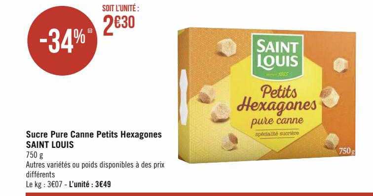 sucre pure canne petits hexagones saint louis