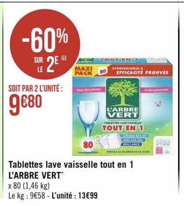 tablettes lave vaisselle tout en 1 l'arbre vert