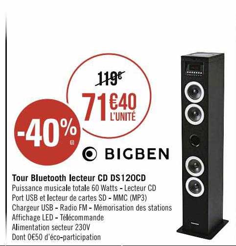 tour bluetooth lecteur cd ds120cd bigben