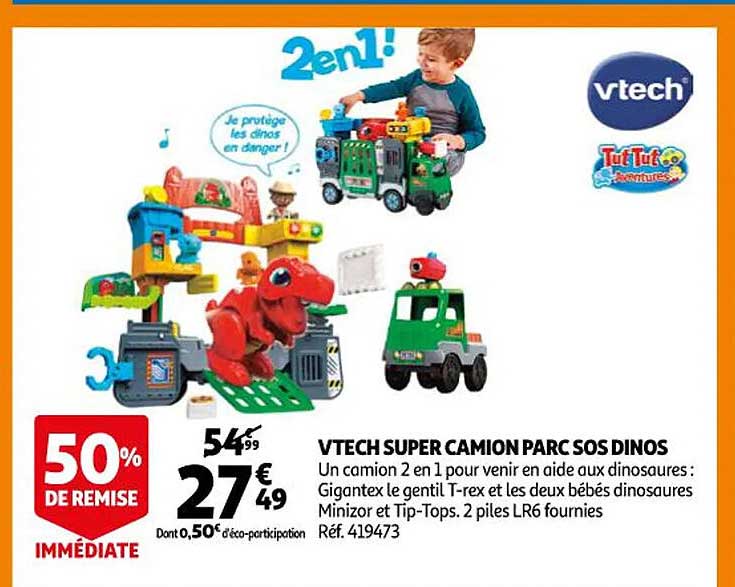 vtech super camion parc sos dinos
