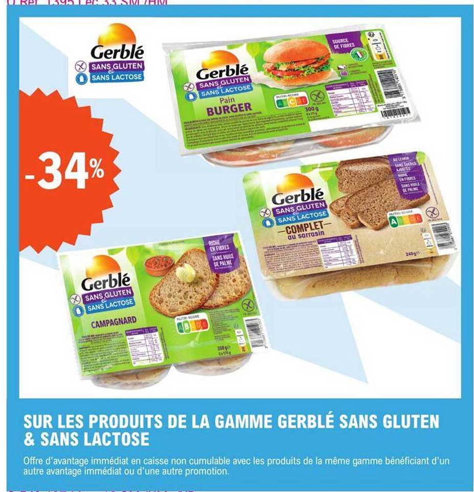 -34% sur les produits de la gamme gerblé sans gluten & sans lactose