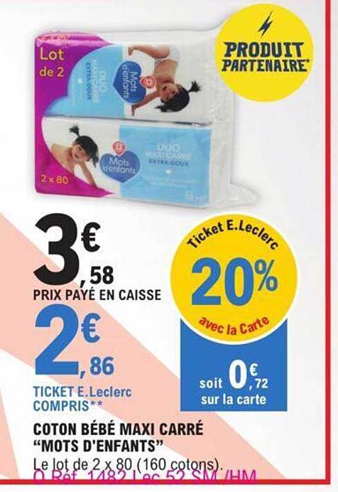 coton bébé maxi carré "mots d'enfants"