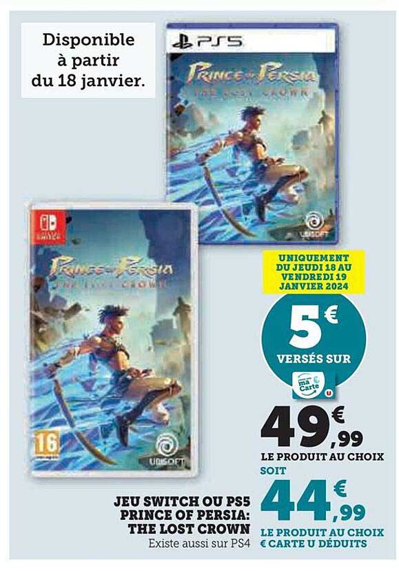jeu switch ou ps5 prince of persia : the lost crown