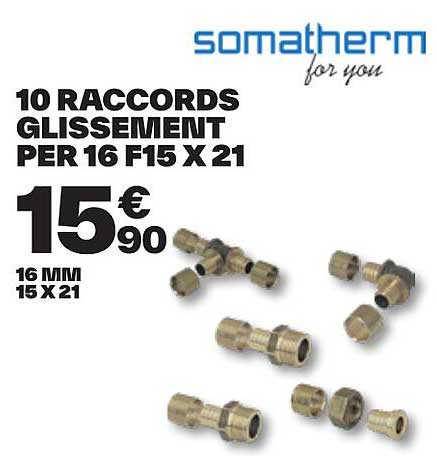 10 raccords glissement per 16 f15 x 21 somatherm