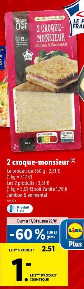 2 croque-monsieur toque du chef