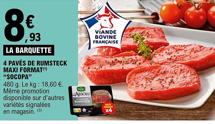4 pavés de rumsteck maxi format socopa
