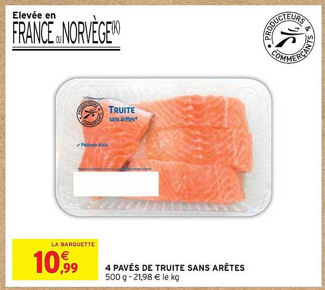 4 pavés de truite sans arêtes