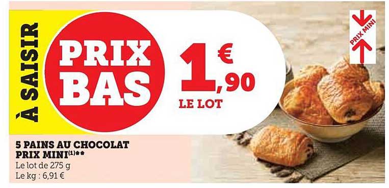 5 pains au chocolat prix mini