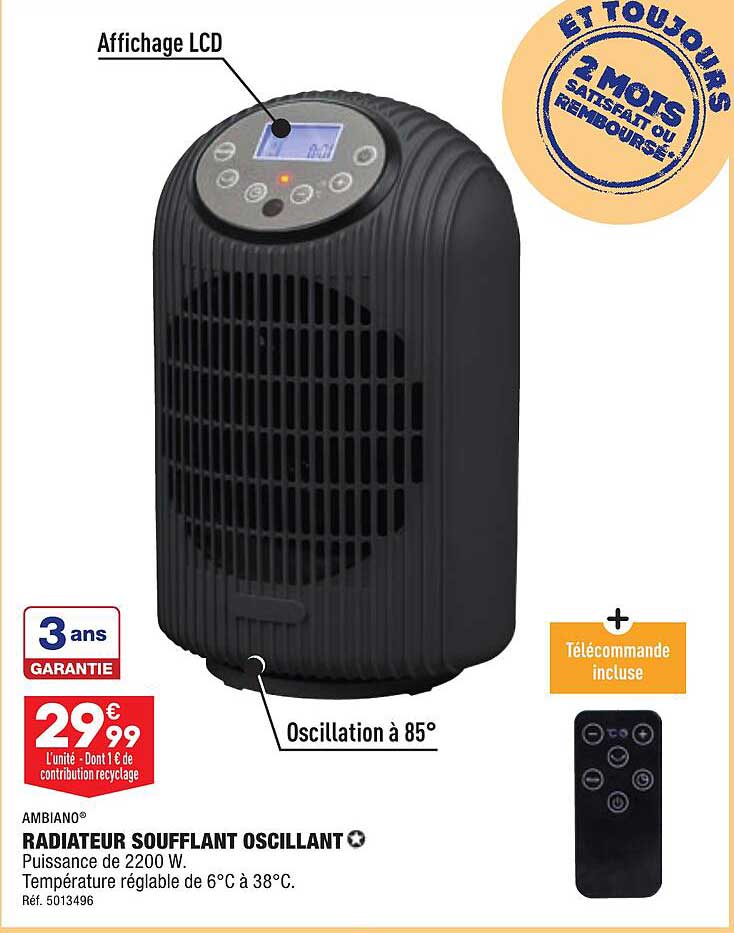 Ambiano Radiateur Soufflant Oscillant