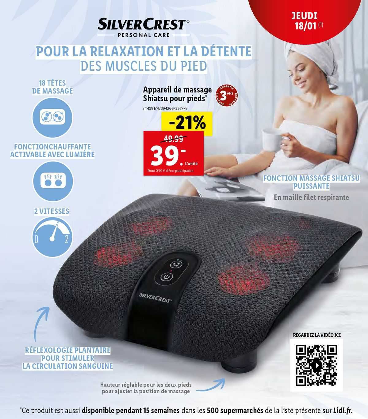 appareil de massage shiatsu pour pieds silver crest