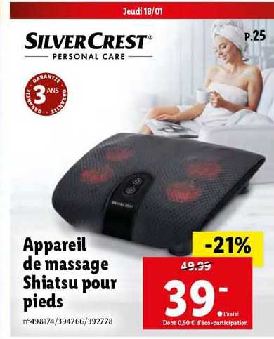 appareil de massage shiatsu pour pieds silver crest