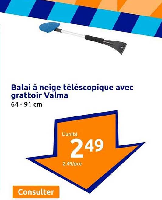 balai à neige télescopique avec grattoir valma