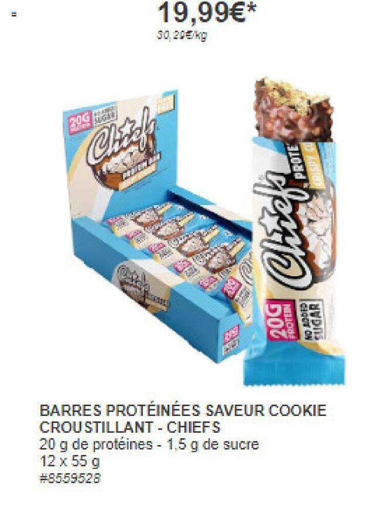 barres protéinées saveur cookie croustillant - chiefs