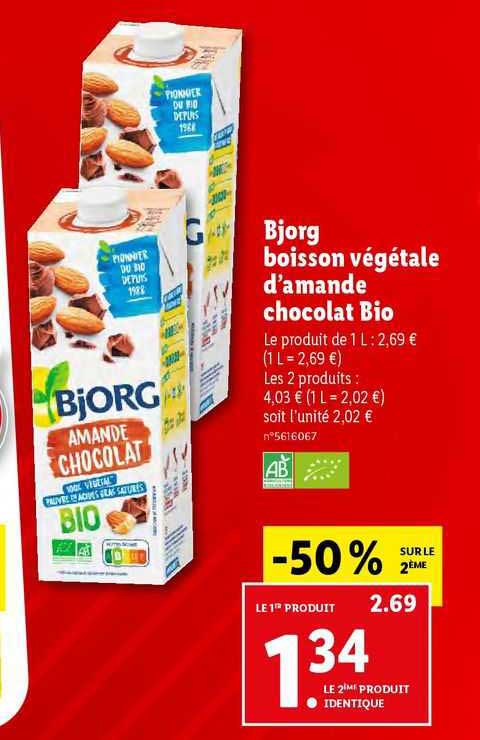 bjorg boisson végétale d'amande chocolat bio